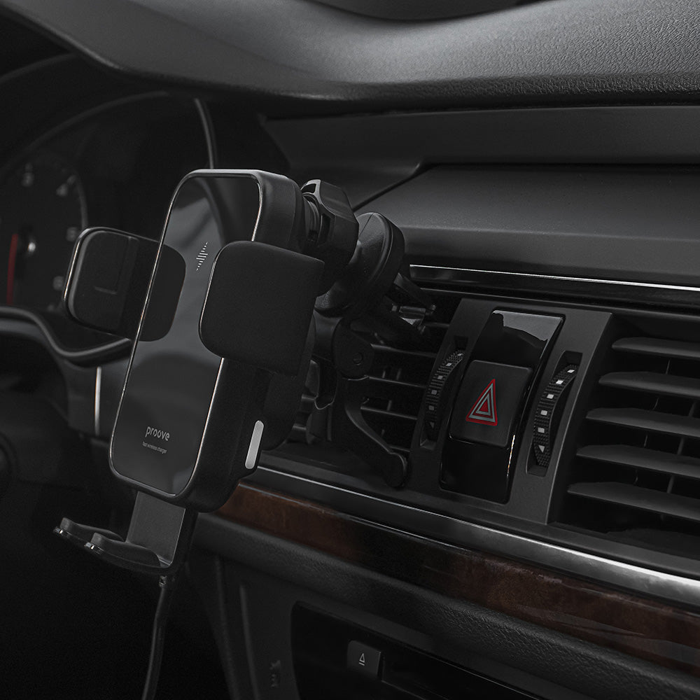 Chargeur Auto Sans Fil Proove Triple Clamp, 15W, 1.67A, Noir WHTC15010001