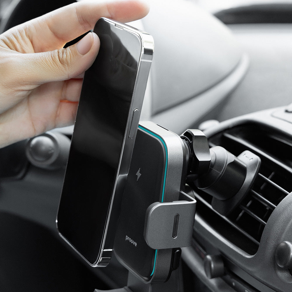 Chargeur Auto Sans Fil Proove Triple Clamp Pro, 15W, 1.67A, Gris WHTP15010004