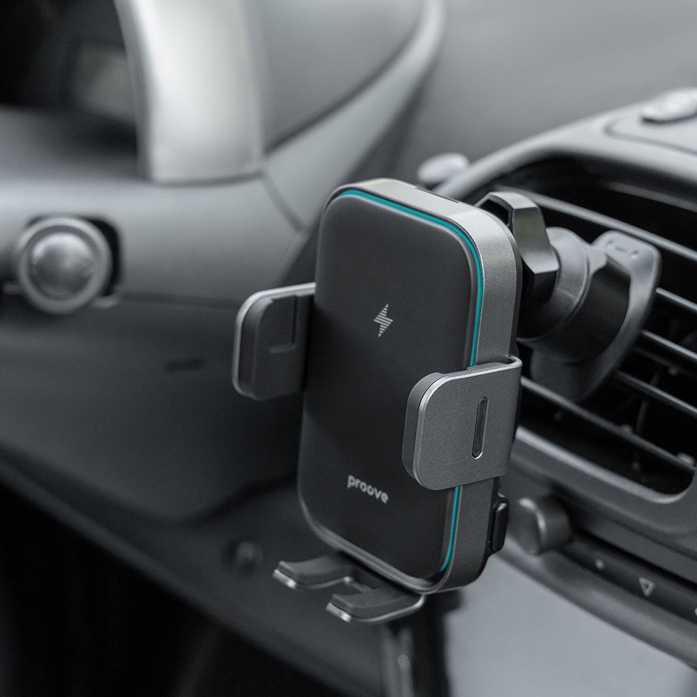 Chargeur Auto Sans Fil Proove Triple Clamp Pro, 15W, 1.67A, Gris WHTP15010004