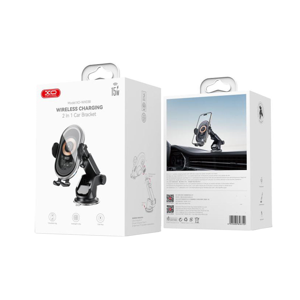 Chargeur Auto Sans Fil XO Design WX038, 15W, 1.67A, Noir