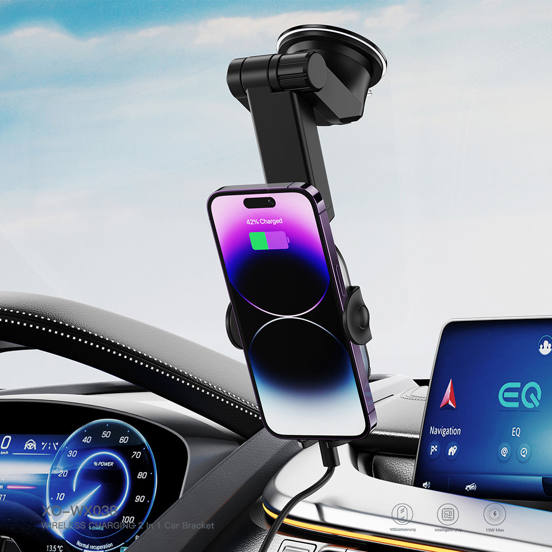 Chargeur Auto Sans Fil XO Design WX038, 15W, 1.67A, Noir