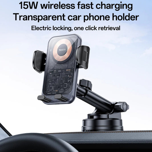 Chargeur Auto Sans Fil Yesido C307, 15W, 1.67A, Noir