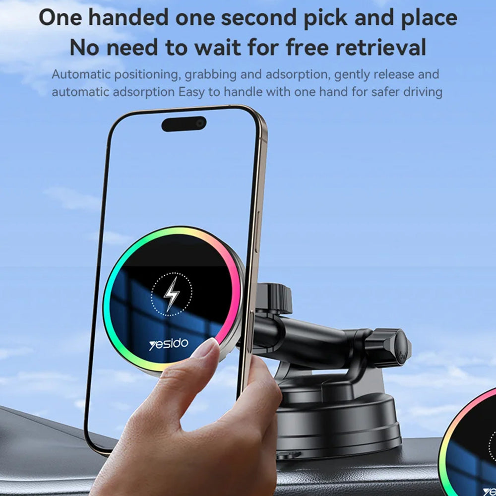 Yesido C315 Wireless Car Charger, 15W, 1.67A, Black