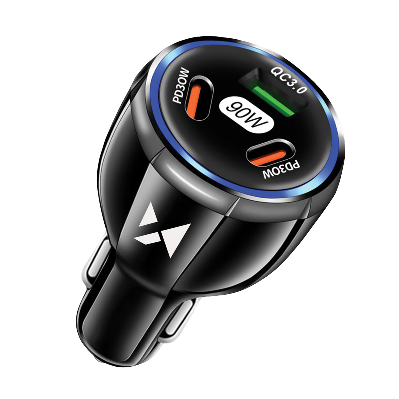 Chargeur de voiture WZK WCCCA, 90W, 3A, 1 x USB-A - 2 x USB-C, noir 