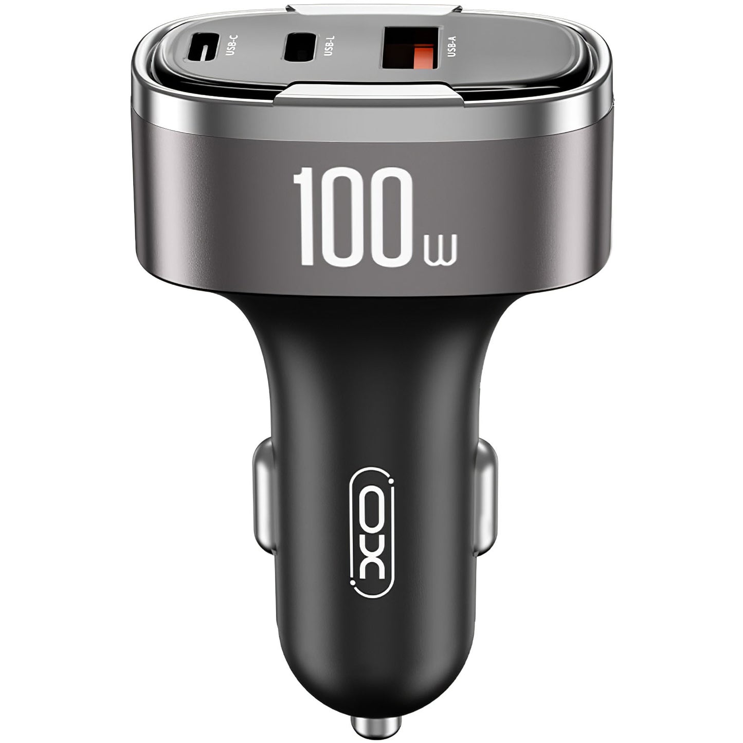 Chargeur Auto XO Design CC61, 100W, 3A, 1 x Lightning - 1 x USB-A - 1 x USB-C, Gris