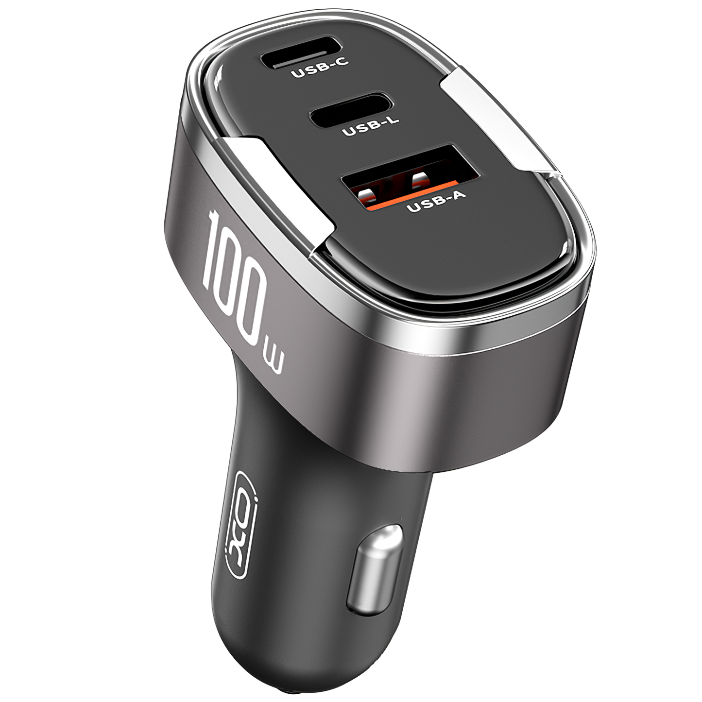 Chargeur Auto XO Design CC61, 100W, 3A, 1 x Lightning - 1 x USB-A - 1 x USB-C, Gris