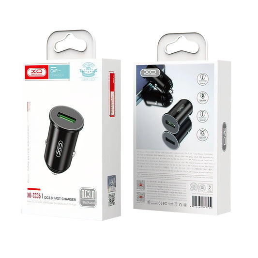 Chargeur de voiture XO Design CC39, 18W, 3A, 1 x USB-A, Noir