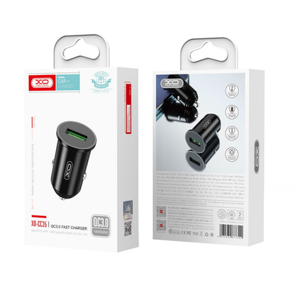 Chargeur Auto XO Design CC35, 18W, 3A, 1 x USB-A, Noir