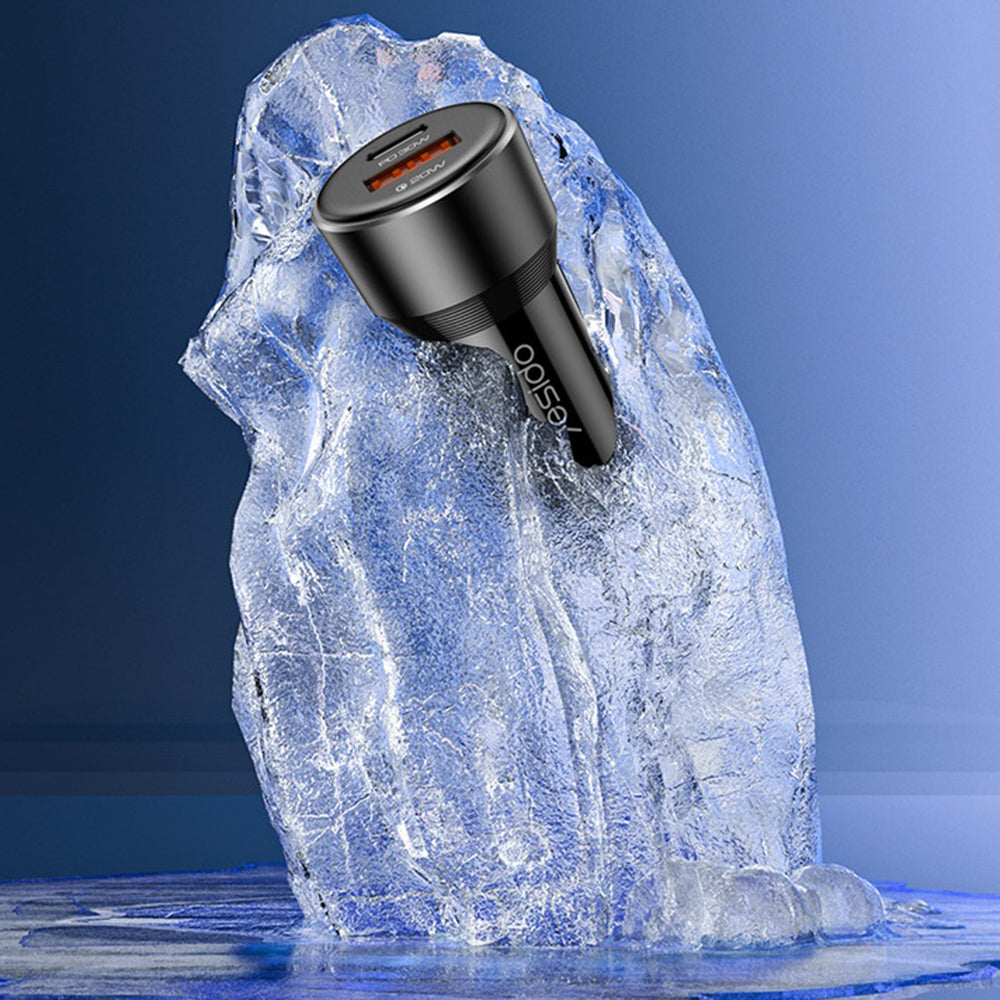 Yesido Y64 Car Charger, 50W, 3A, 1 x USB-A - 1 x USB-C, Black