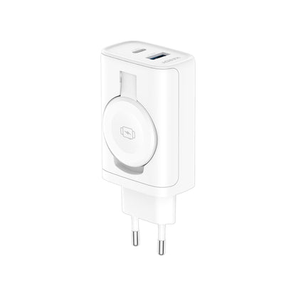 Chargeur Réseau 3MK Hardy 2en1, 33W, 3A, 1 x USB-A - 1 x USB-C, Blanc