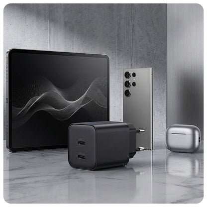 Chargeur secteur 3MK Hyper, 45W, 2 x USB-C, Noir