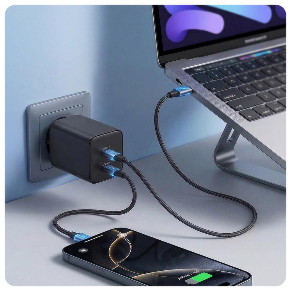 Chargeur secteur 3MK Hyper, 45W, 2 x USB-C, Noir