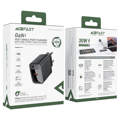 Chargeur Réseau Acefast A102, 30W, 3A, 1 x USB-C, Noir
