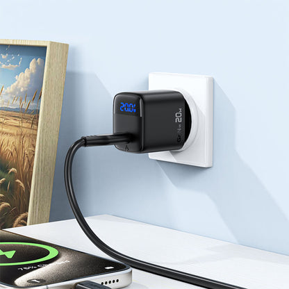 Acefast A113 Display Network Charger, 20W, 3A, 1 x USB-C, Black