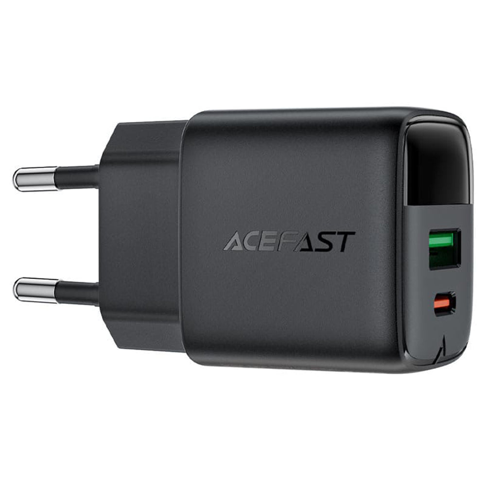 Chargeur Réseau Acefast A114 Display, 25W, 3A, 1 x USB-A - 1 x USB-C, Noir