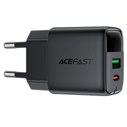 Acefast A116 Display Network Charger, 35W, 3A, 1 x USB-A - 1 x USB-C, Black