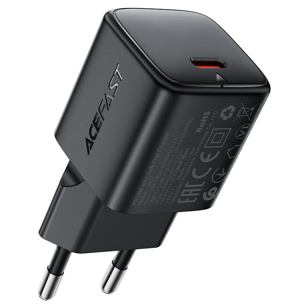 Chargeur Réseau Acefast A117, 20W, 3A, 1 x USB-C, Noir