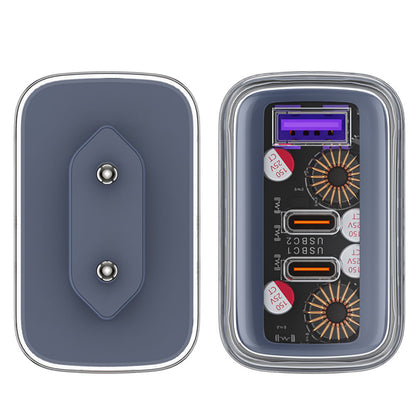 Chargeur Réseau Acefast A45 Exploration, 65W, 3.25A, 1 x USB-A - 2 x USB-C, Gris