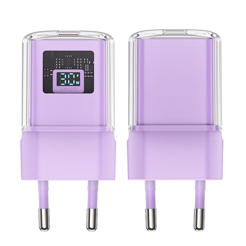 Chargeur Réseau Acefast A53 Sparkling Display, 30W, 3A, 1 x USB-C, Violet