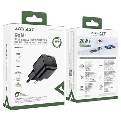 Acefast A73 Mini Network Charger, 20W, 3A, 1 x USB-C, Black