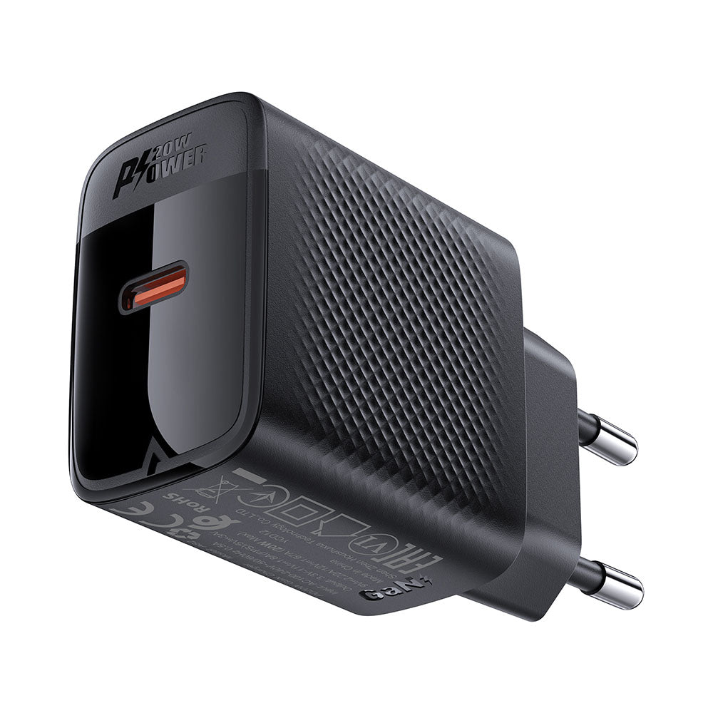 Chargeur réseau Acefast A82, 20W, 3A, 1 x USB-C, Noir