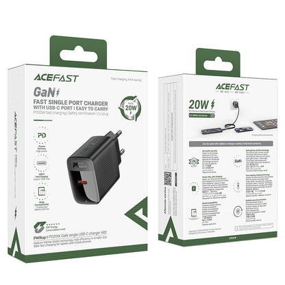 Chargeur réseau Acefast A82, 20W, 3A, 1 x USB-C, Noir