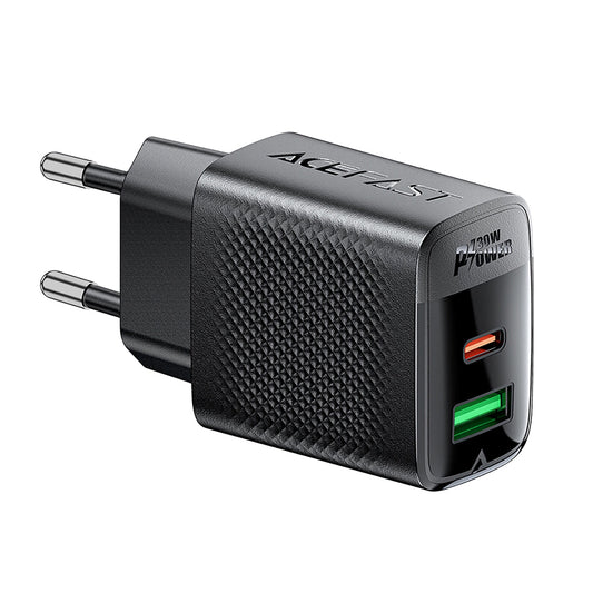 Chargeur réseau Acefast A98, 30W, 3A, 1 x USB-A - 1 x USB-C, Noir