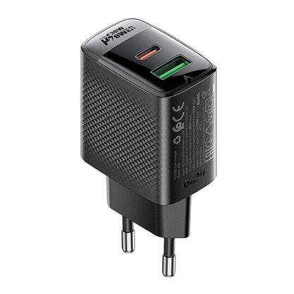 Acefast A98 Network Charger, 30W, 3A, 1 x USB-A - 1 x USB-C, Black