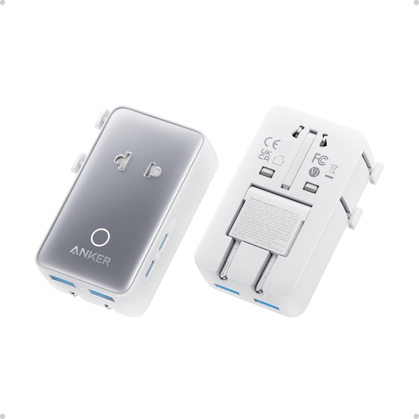Chargeur Réseau Anker Nano Travel, 20W, 3A, 2 x USB-A - 2 x USB-C, Blanc A9215H21