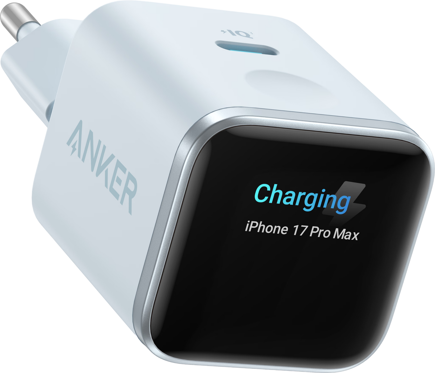 Chargeur secteur Anker Nano Display, 45W, 3A, 1 x USB-C, Bleu A121DG31