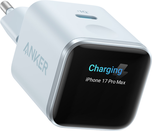 Chargeur secteur Anker Nano Display, 45W, 3A, 1 x USB-C, Bleu A121DG31