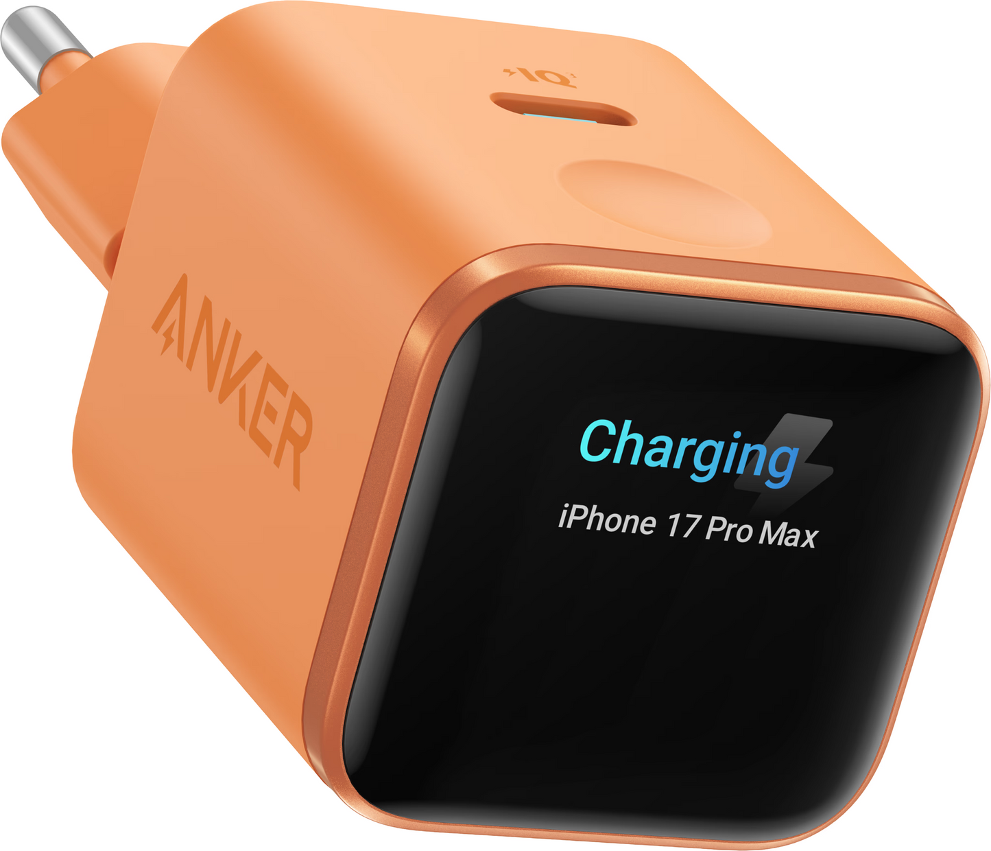 Chargeur secteur Anker Nano Display, 45W, 3A, 1 x USB-C, Orange A121DGO1