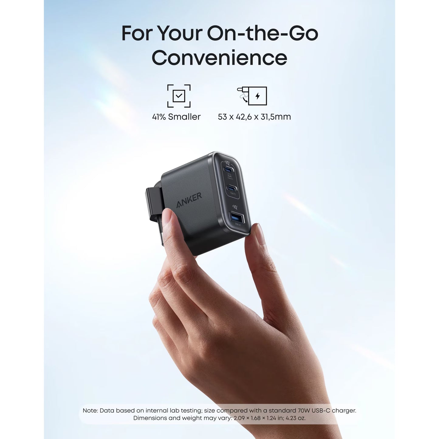 Chargeur Réseau Anker Nano, 70W, 3.5A, 1 x USB-A - 2 x USB-C, Noir A121AL11