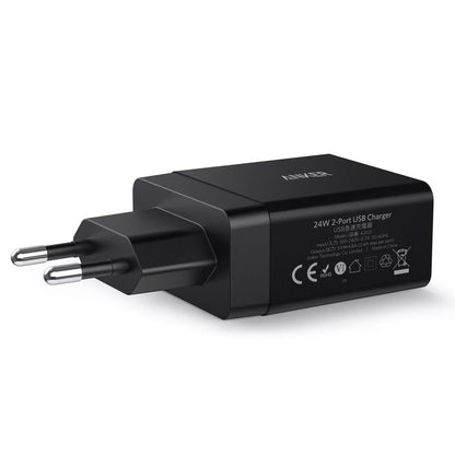 Chargeur réseau PowerPort d'Anker, 24W, 2,4A, 2 x USB-A, noir A2021L11 