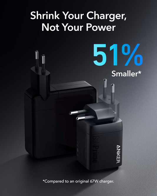 Chargeur Secteur Anker Prime, 67W, 5A, 1 x USB-A - 2 x USB-C, Noir, Reconditionné A2669313