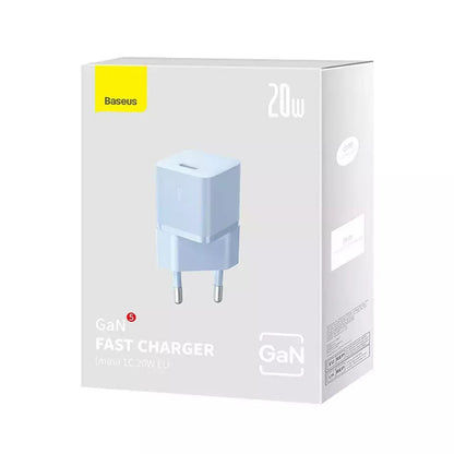Chargeur Réseau Baseus GaN Mini 1C, 20W, 3A, 1 x USB-C, Bleu CCGN050103