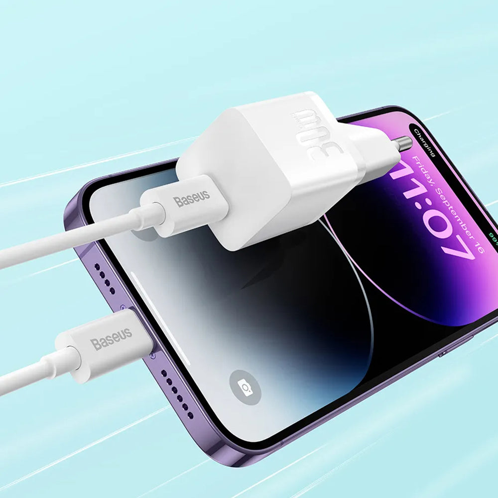 Chargeur Réseau Baseus GaN Mini 1C, 30W, 3A, 1 x USB-C, Bleu CCGN070603