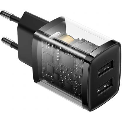 Chargeur réseau compact Baseus, 10,5W, 2,1A, 2 x USB-A, noir CCXJ010201 