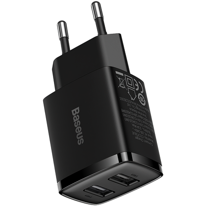 Chargeur réseau compact Baseus, 10,5W, 2,1A, 2 x USB-A, noir CCXJ010201 