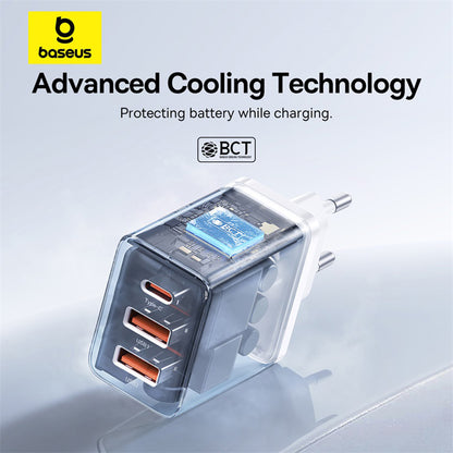 Chargeur Réseau Baseus Cube, 30W, 3A, 2 x USB-A - 1 x USB-C, Blanc P10111402213-00