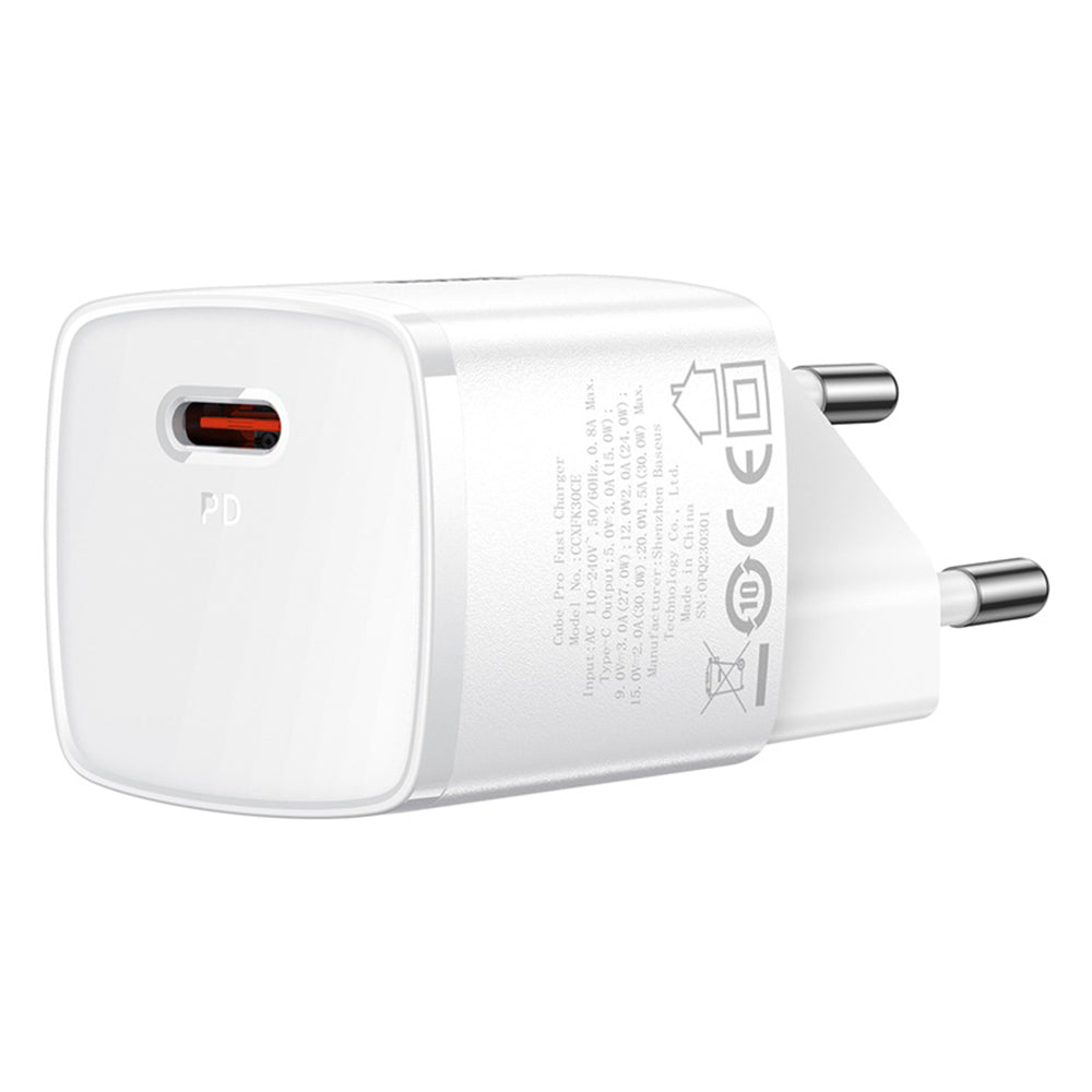 Chargeur Réseau Baseus Cube Pro, 30W, 3A, 1 x USB-C, Blanc CCXF000302