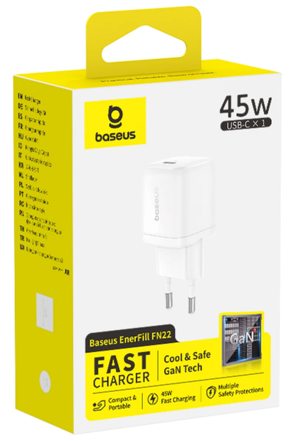 Chargeur secteur Baseus EnerFill FN22, 45 W, 3 A, 1 x USB-C, blanc E0123301