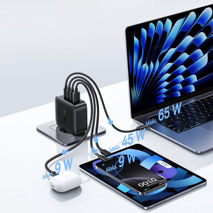 Chargeur Réseau Baseus EnerFill FH11, 140W, 5A, 1 x USB-A - 3 x USB-C, Noir E0121J00
