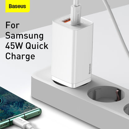 Chargeur réseau Baseus GaN2 Lite, 65W, 3A, 1 x USB-A - 1 x USB-C, blanc CCGAN2L-B02 