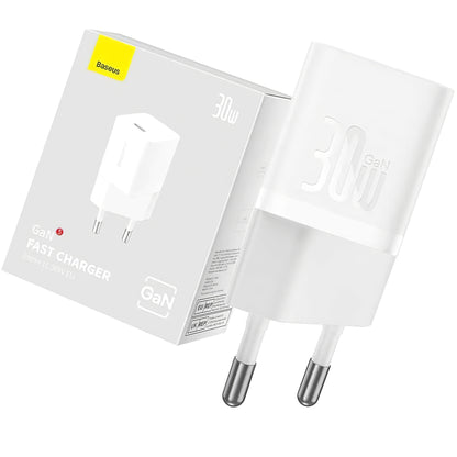 Chargeur réseau Baseus GaN GaN Mini 1C, 30W, 3A, 1 x USB-C, Blanc CCGN070502