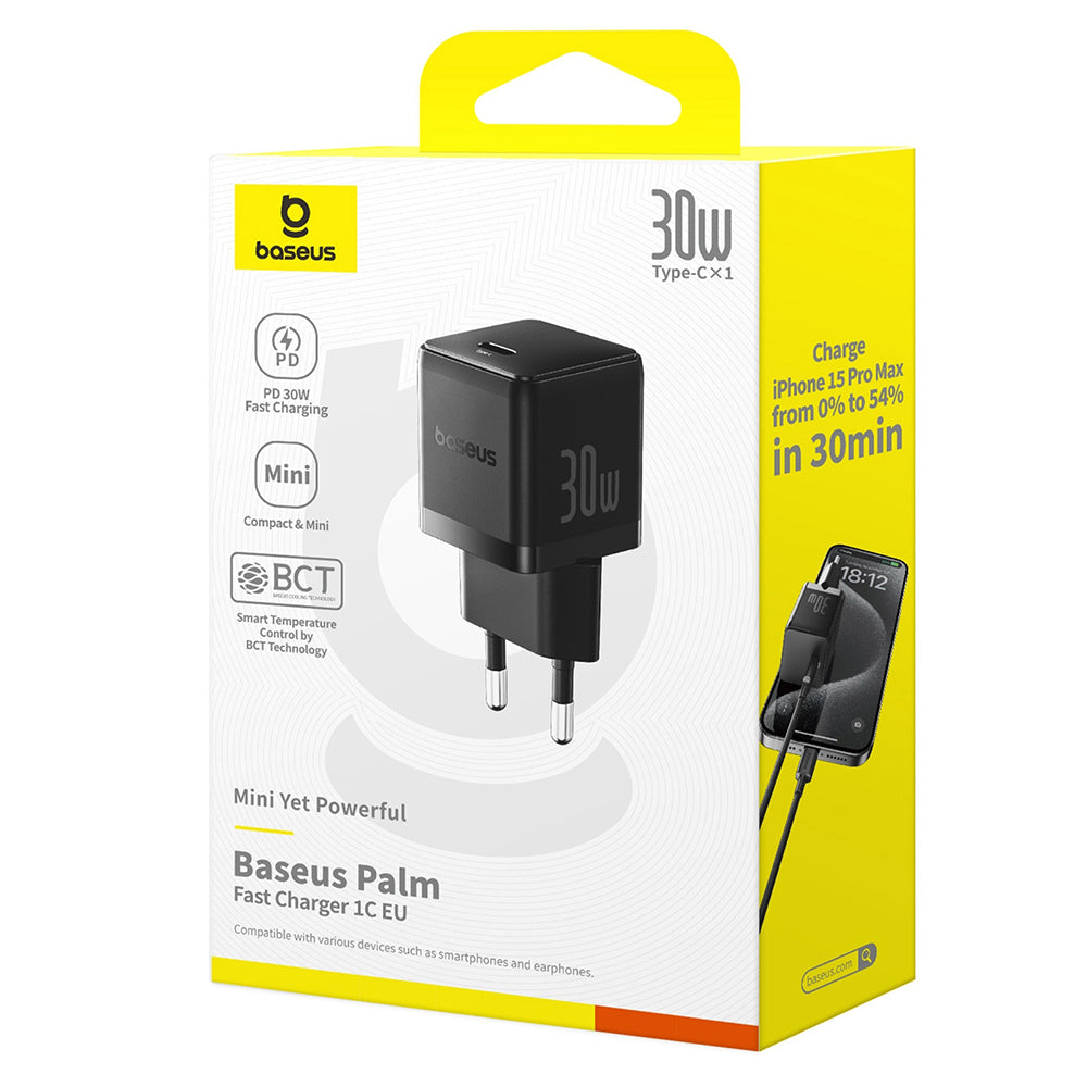 Chargeur Réseau Baseus Palm, 30W, 3A, 1 x USB-C, Noir P10111605113-00