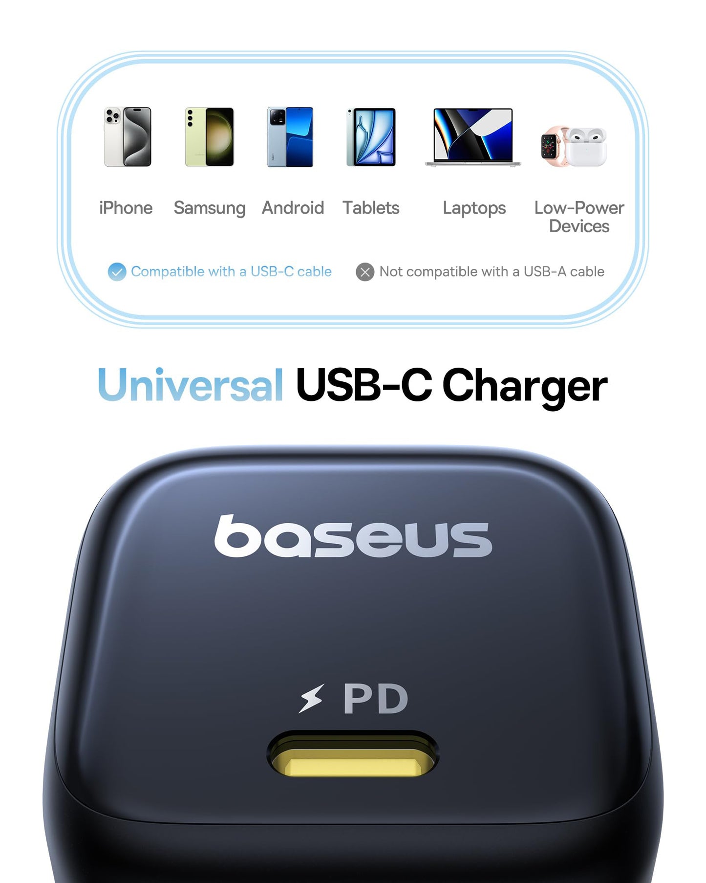 Chargeur Réseau Baseus PicoGo, 45W, 3A, 1 x USB-C, Noir P10176800123-00