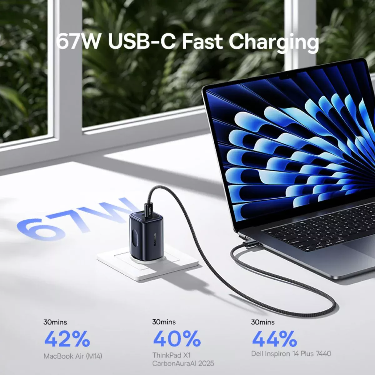 Chargeur Réseau Baseus PicoGo AE11, 67W, 1 x USB-A - 2 x USB-C, Noir E0121200