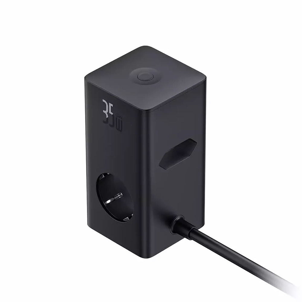 Baseus PowerCombo Network Charger, 35W, 5A, 2 x USB-A - 2 x USB-C - 3 x Schuko, Black, Resealed E00023606113-00