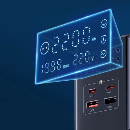 Baseus PowerCombo Network Charger, 35W, 5A, 2 x USB-A - 2 x USB-C - 3 x Schuko, Black, Resealed E00023606113-00